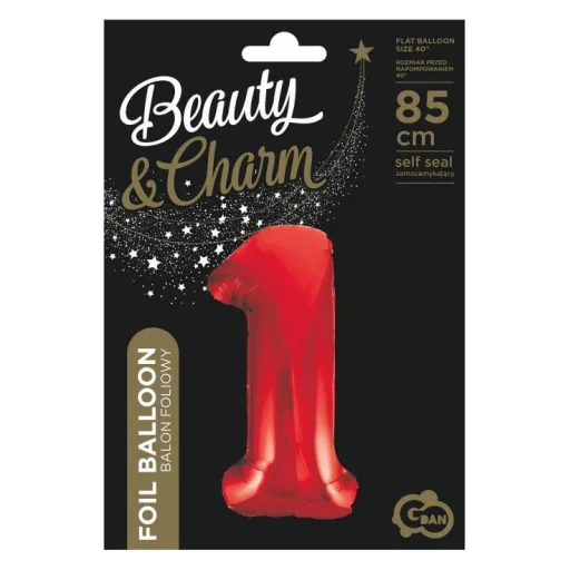 Piros 1-es Red szám fólia lufi 85 cm