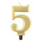 Arany 5-ös Metallic számgyertya, tortagyertya