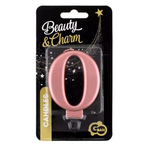 Rose Gold 0-ás Metallic számgyertya, tortagyertya