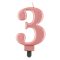 Rose Gold 3-as Metallic számgyertya, tortagyertya