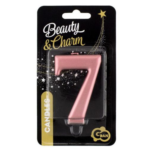 Rose Gold 7-es Metallic számgyertya, tortagyertya