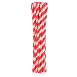 Piros Red Stripes rugalmas papír szívószál 12 db-os
