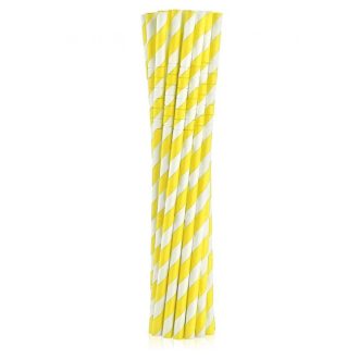 Sárga Yellow Stripes rugalmas papír szívószál 12 db-os
