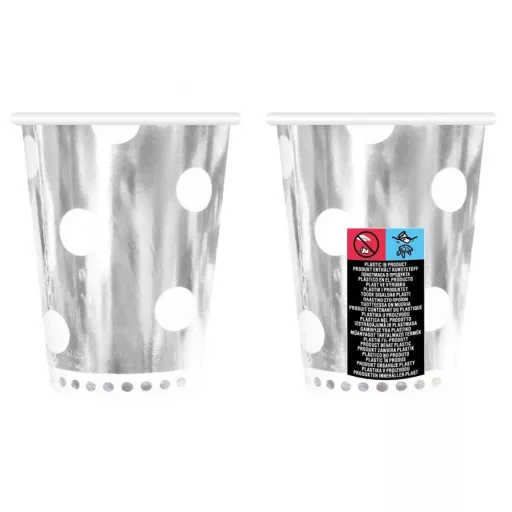 Ezüst B&C Polka Dots Silver papír pohár 6 db-os 266 ml