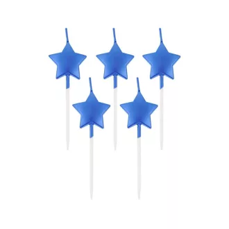 Kék csillag Metallic tortagyertya, gyertya szett 5 db-os
