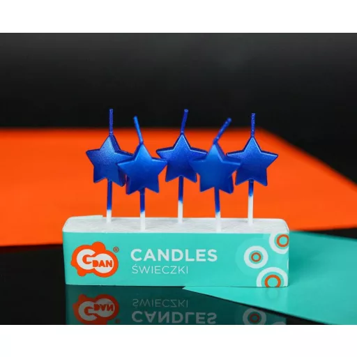 Kék csillag Metallic tortagyertya, gyertya szett 5 db-os