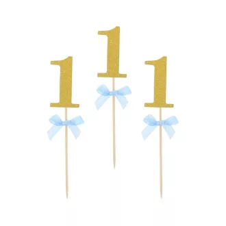 Kék 1st Birthday díszítő pálca 10 db-os