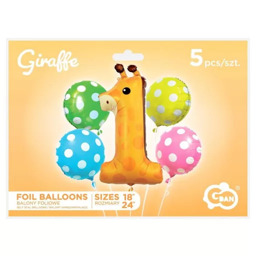 Zsiráf Dots fólia lufi 5 db-os szett