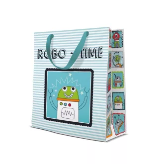  Robot Robo-Time papír ajándéktasak, ajándékzacskó 20x25x10 cm