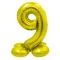 Arany 9-es Gold szám fólia lufi talppal 72 cm