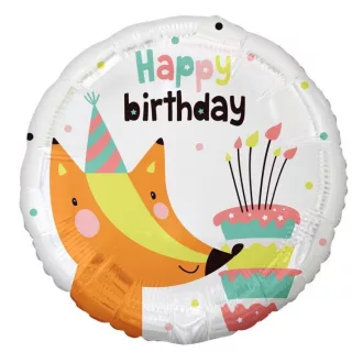 Róka Happy Birthday Fox fólia lufi 36 cm