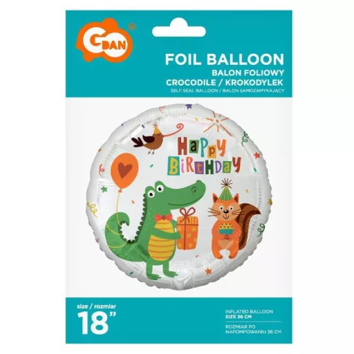 Krokodil Happy Birthday Crocodile Party fólia lufi 36 cm