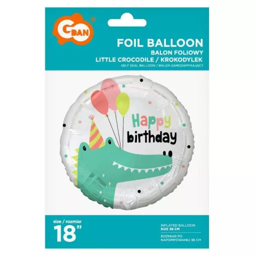 Krokodil Happy Birthday Crocodile fólia lufi 36 cm