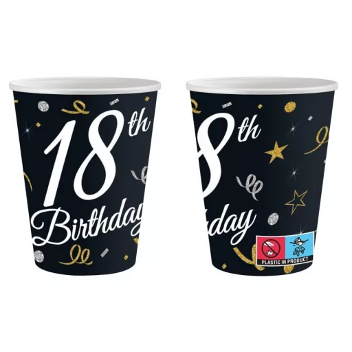 Happy Birthday 18 B&C papír pohár 6 db-os 200 ml