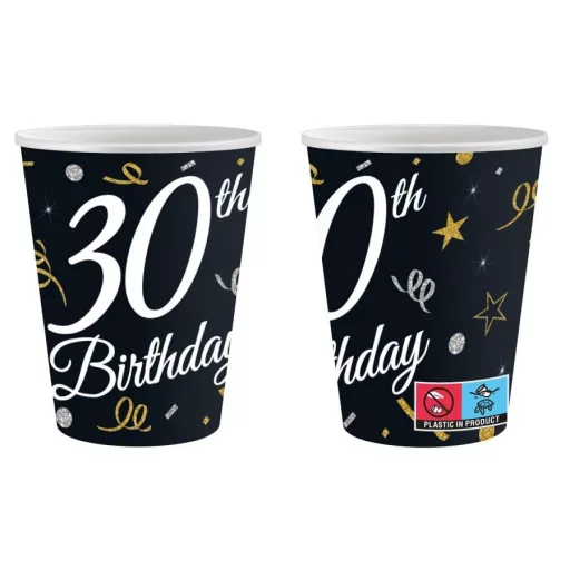 Happy Birthday 30 B&C papír pohár 6 db-os 200 ml