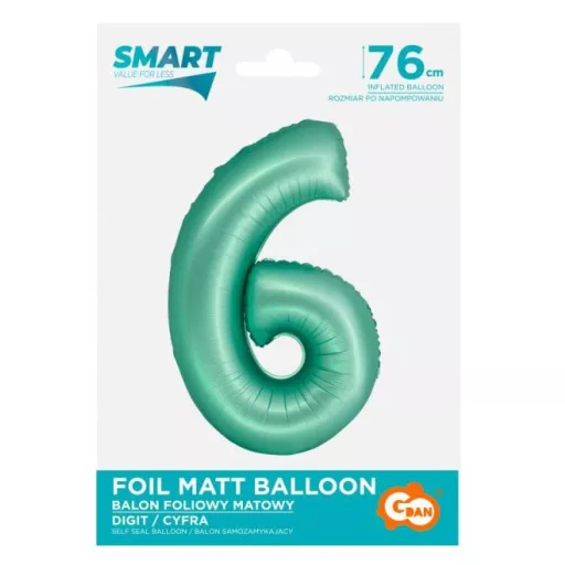 Menta 6-os Mint Mat szám fólia lufi 76 cm
