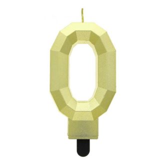 Arany 0-ás Diamond Metallic számgyertya, tortagyertya