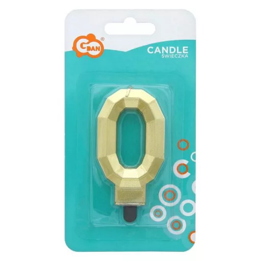 Arany 0-ás Diamond Metallic számgyertya, tortagyertya