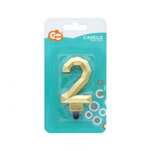 Arany 2-es Diamond Metallic számgyertya, tortagyertya