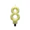 Arany 8-as Diamond Metallic számgyertya, tortagyertya