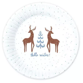 Karácsonyi Hello Winter White papírtányér 6 db-os 18 cm