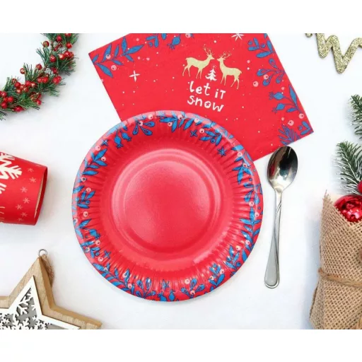 Karácsonyi Let It Snow papírtányér 6 db-os 18 cm