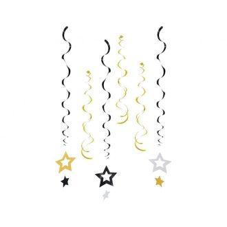 Csillag Glitter Stars szalag dekoráció 6 db-os szett