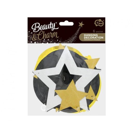 Csillag Glitter Stars szalag dekoráció 6 db-os szett