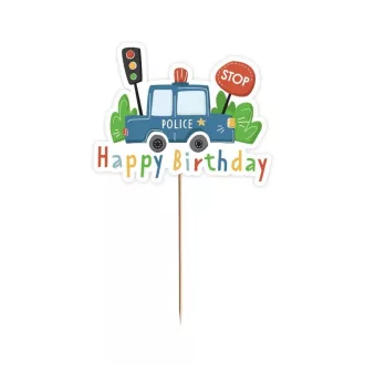 Rendőr Happy Birthday Beep torta dekoráció 13 cm