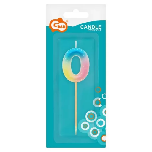 Színes mini 0-ás Pastel Ombre számgyertya, tortagyertya
