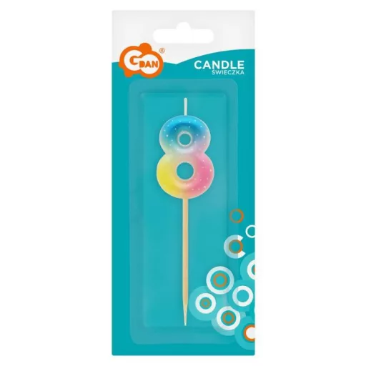 Színes mini 8-as Pastel Ombre számgyertya, tortagyertya