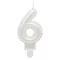 Fehér 6-os Pearly számgyertya, tortagyertya
