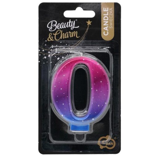 Színes 0-ás Night Sky Metallic számgyertya, tortagyertya