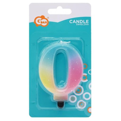 Színes 0-ás Pastel Ombre számgyertya, tortagyertya