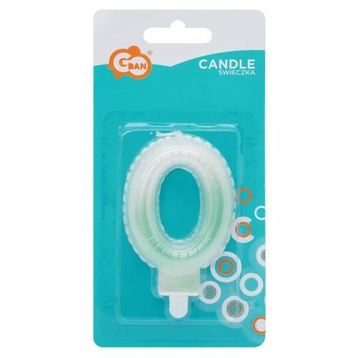 Fehér-Zöld 0-ás Ombre számgyertya, tortagyertya