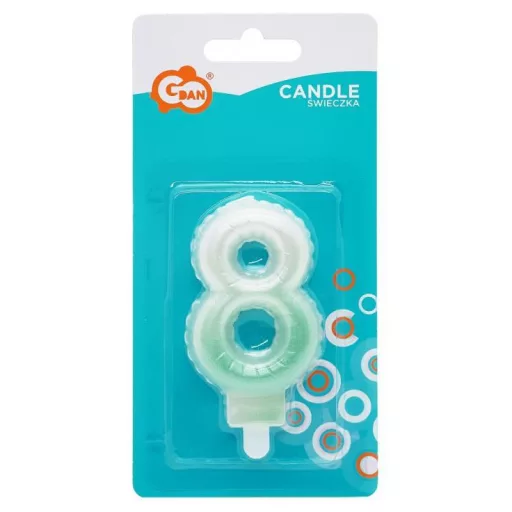 Fehér-Zöld 8-as Ombre számgyertya, tortagyertya