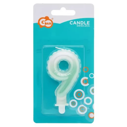 Fehér-Zöld 9-es Ombre számgyertya, tortagyertya