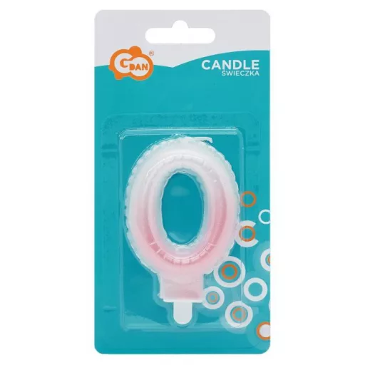 Fehér-Rózsaszín 0-ás Ombre számgyertya, tortagyertya