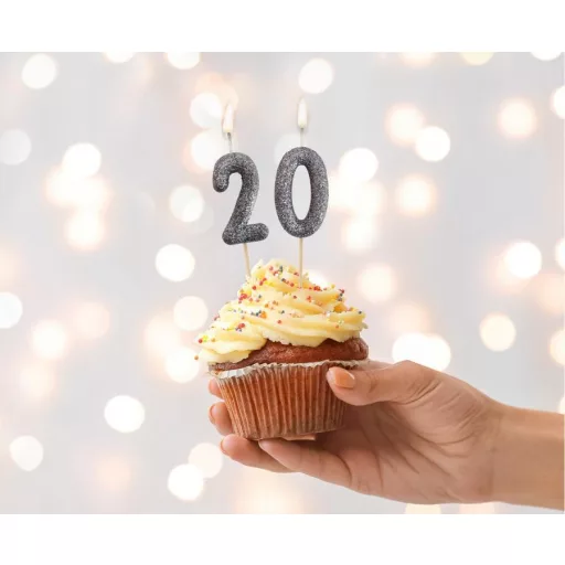 Fekete Glitter Black számgyertya, tortagyertya 2-es