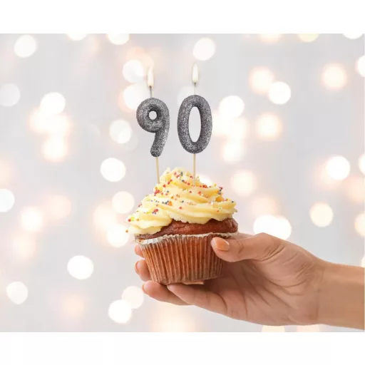 Fekete Glitter Black számgyertya, tortagyertya 9-es