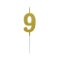 Arany Metallic számgyertya, tortagyertya 9-es