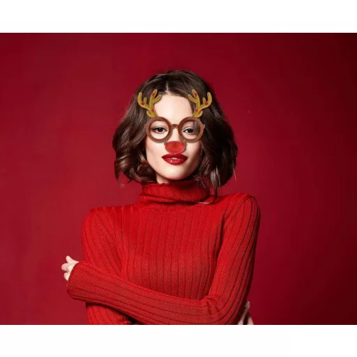 Szarvas Reindeer szemüveg piros orral