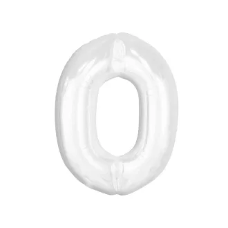Fehér B&C White 0-ás szám fólia lufi 92 cm