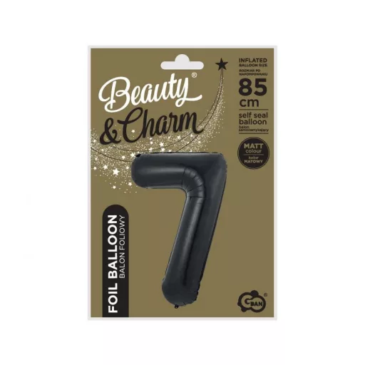 Fekete 7-es B&C Matt Black szám fólia lufi 85 cm