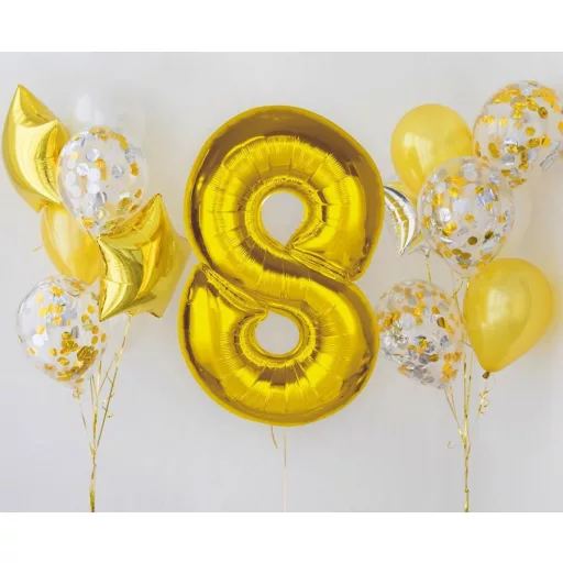 Arany 8-as Gold szám fólia lufi 92 cm