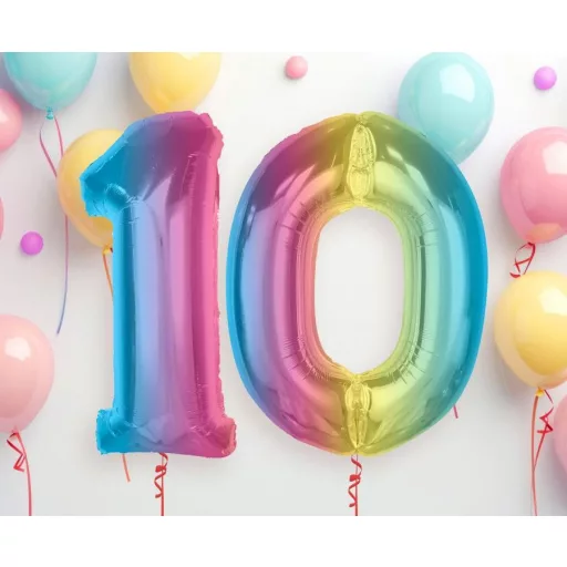 Színes 1-es Rainbow szám fólia lufi 92 cm