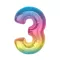 Színes 3-as Rainbow szám fólia lufi 92 cm