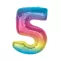 Színes 5-ös Rainbow szám fólia lufi 92 cm
