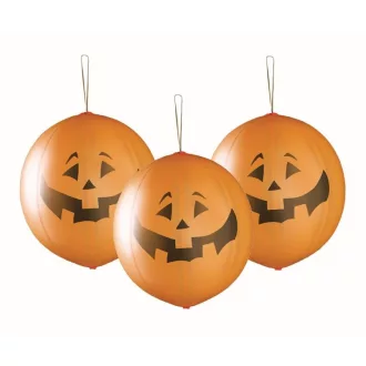   Halloween Tök Pumpkin léggömb, lufi 3 db-os 18 inch (45 cm) szalaggal