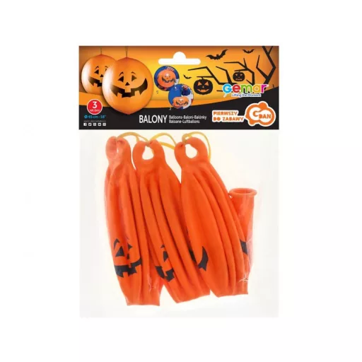 Halloween Tök Pumpkin léggömb, lufi 3 db-os 18 inch (45 cm) szalaggal